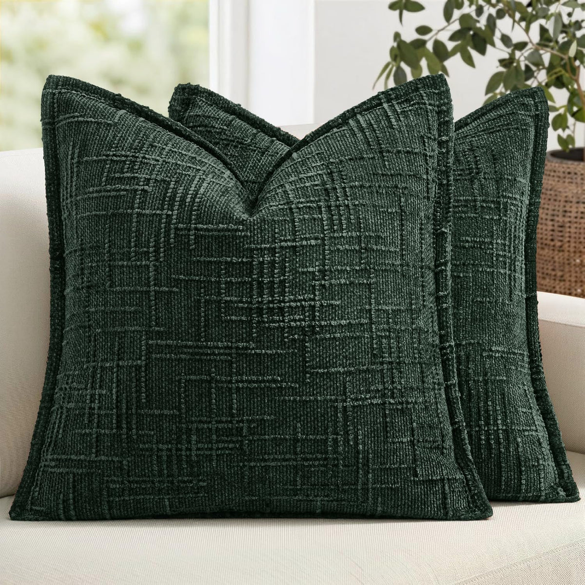 MIULEE Slubby Textured Decorative Throw Pillow Covers Beige 18x18