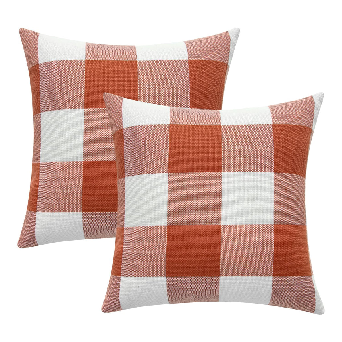 MIULEE Christmas Plaid Pillow Covers 18x18 White and Red Pack of 2