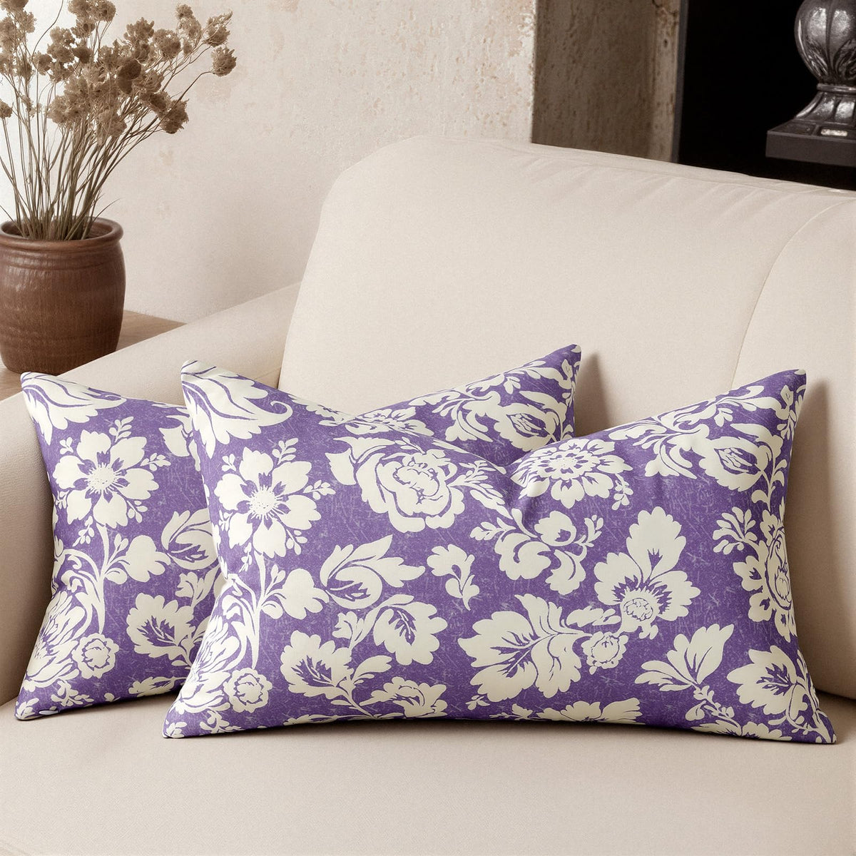 Cotton Navy Blue 18x18 Floral Decorative Sofa Couch Throw Pillow Covers
