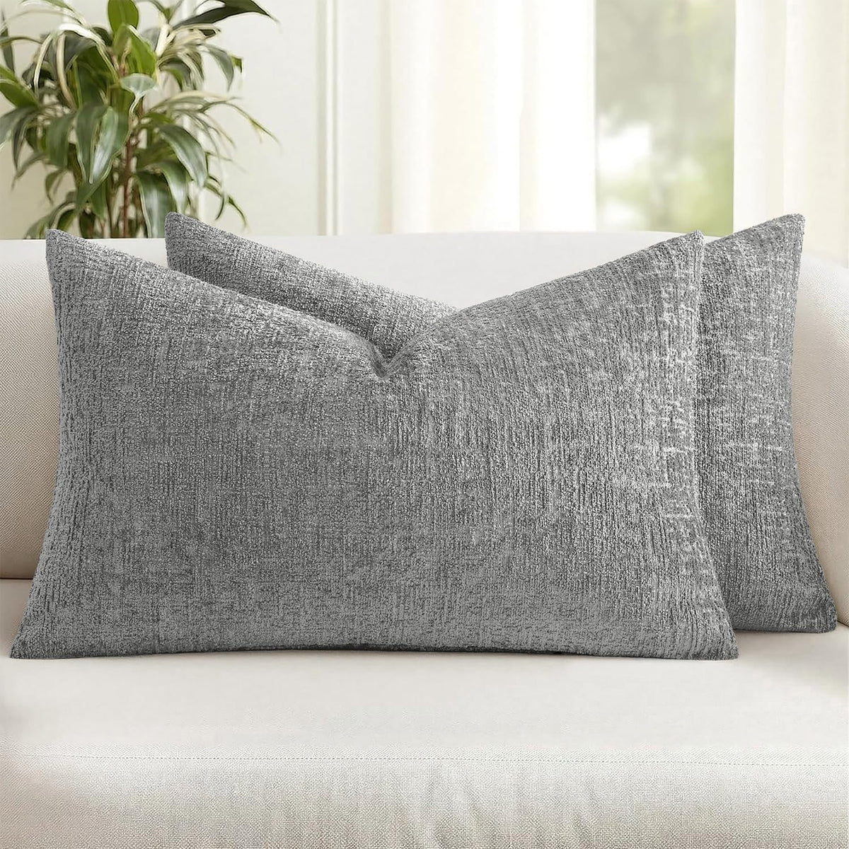 MIULEE Couch Pillow Covers Textured Chenille Home Decor 20x20 Navy Blue