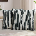 FUTEI Pack of 2 Faux Fur Throw Pillow Covers 18x18 Inch, Navy Blue White