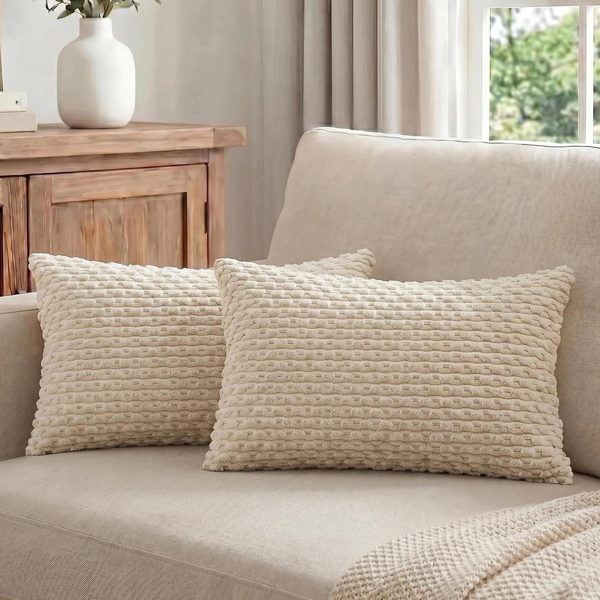 Fancy Homi 2 Packs Blush Pink Decorative Throw Pillow Covers 18x18 Inch for Couch Bed Sofa, Modern Farmhouse Boho Home Decor, Soft Cute Plush Corduroy Cushion Case 45x45 cm