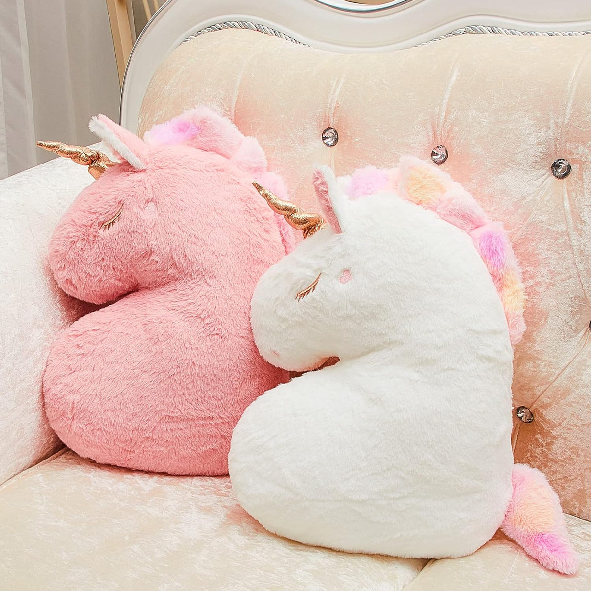 Maitys 2 Pcs Decorative Pillows for Girls, Birthday Gift,Pink, White