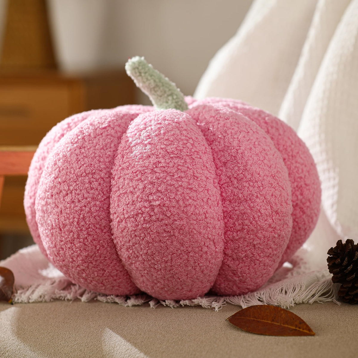 YRXRUS Halloween Pumpkin Pillows, Brown Pumpkin Shaped Throw Pillows Gifts, Fall Room Decoration, Small Cute Halloween Pillow, Teddy Fleece Small Cute 4x7 Inches Pillow for Natural Decor