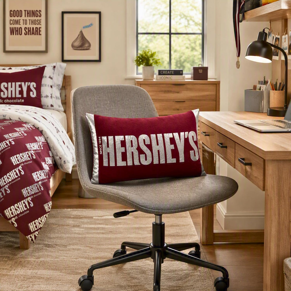 Franco Hershey's Chocolate Bar Plush Squishy Dec Pillow, 18" Wide, Bedroom, Office Decor & Gifts (Officially Licensed Product)