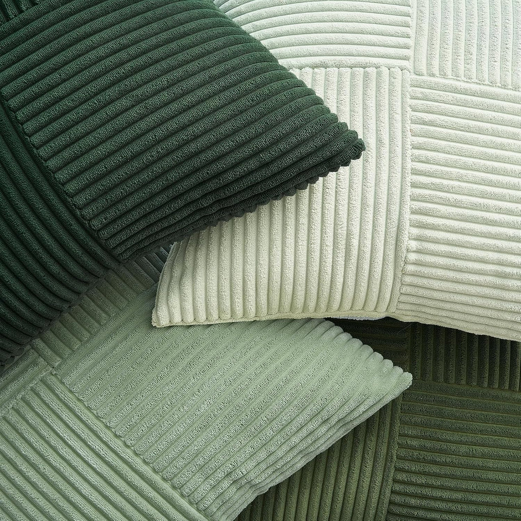 Topfinel SageGreen Throw Pillow Covers 18X18 Inch Set of 4,Boho Farmhouse Cozy Cushion Cover with Corduroy,Soft Accent Forest Green Pillow Covers for Couch,Bed,Living Room Home Decor