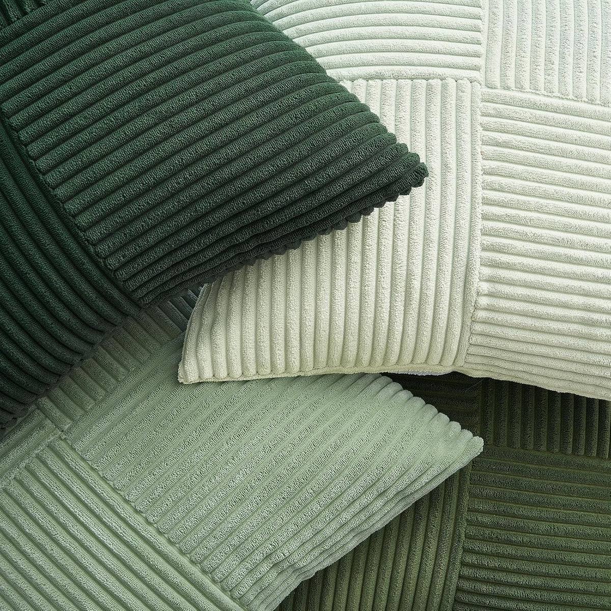 Topfinel SageGreen Throw Pillow Covers 18X18 Inch Set of 4,Boho Farmhouse Cozy Cushion Cover with Corduroy,Soft Accent Forest Green Pillow Covers for Couch,Bed,Living Room Home Decor