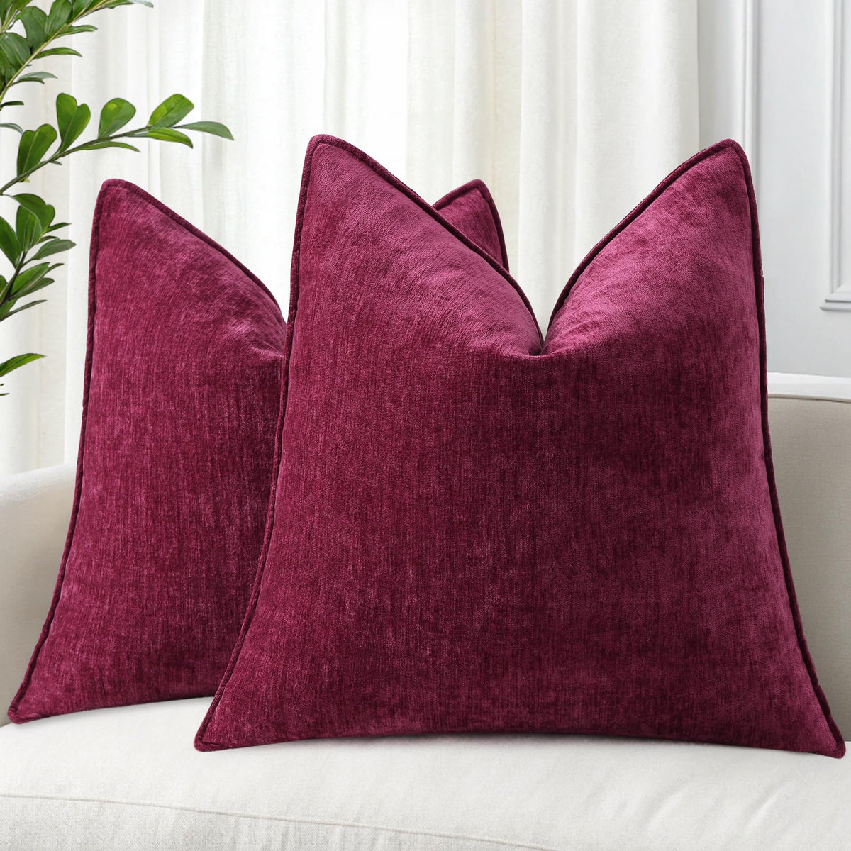 decorUhome Chenille Ultimate Gray Throw Pillow Covers 18x18 Set of 2