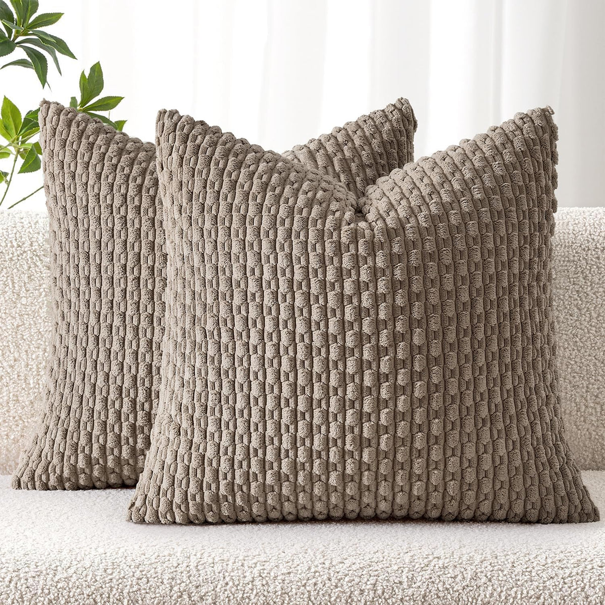 MIULEE Decorative Throw Pillow Covers 20x20 Sage Green Textured Corduroy