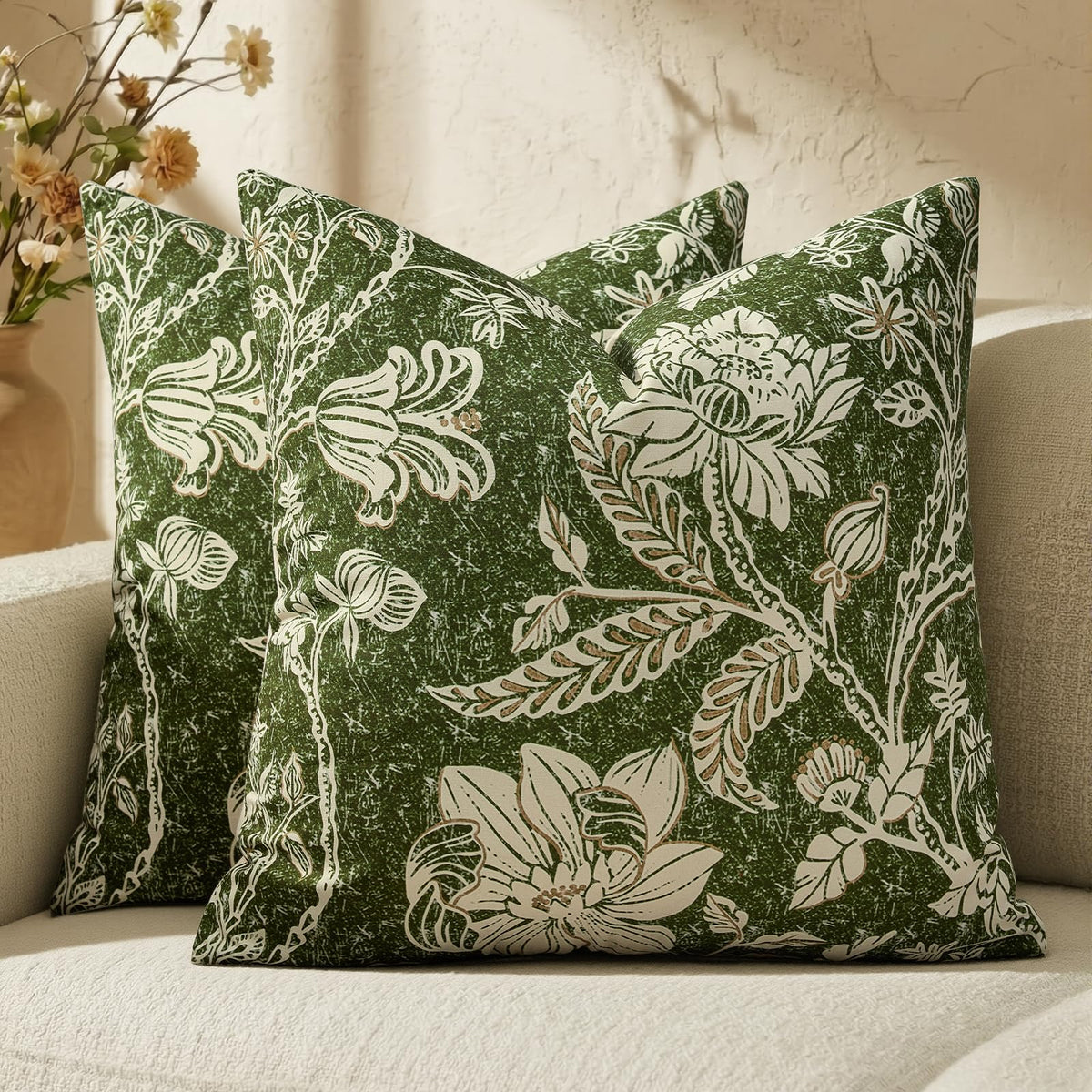 Cotton Navy Blue 18x18 Floral Decorative Sofa Couch Throw Pillow Covers