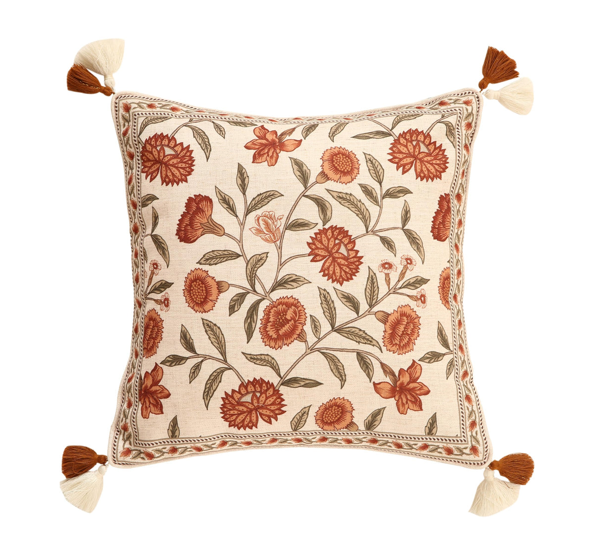 ISAENNE Vintage Elegant Linen Square Throw Pillow Cover,18"x18"-Albano A
