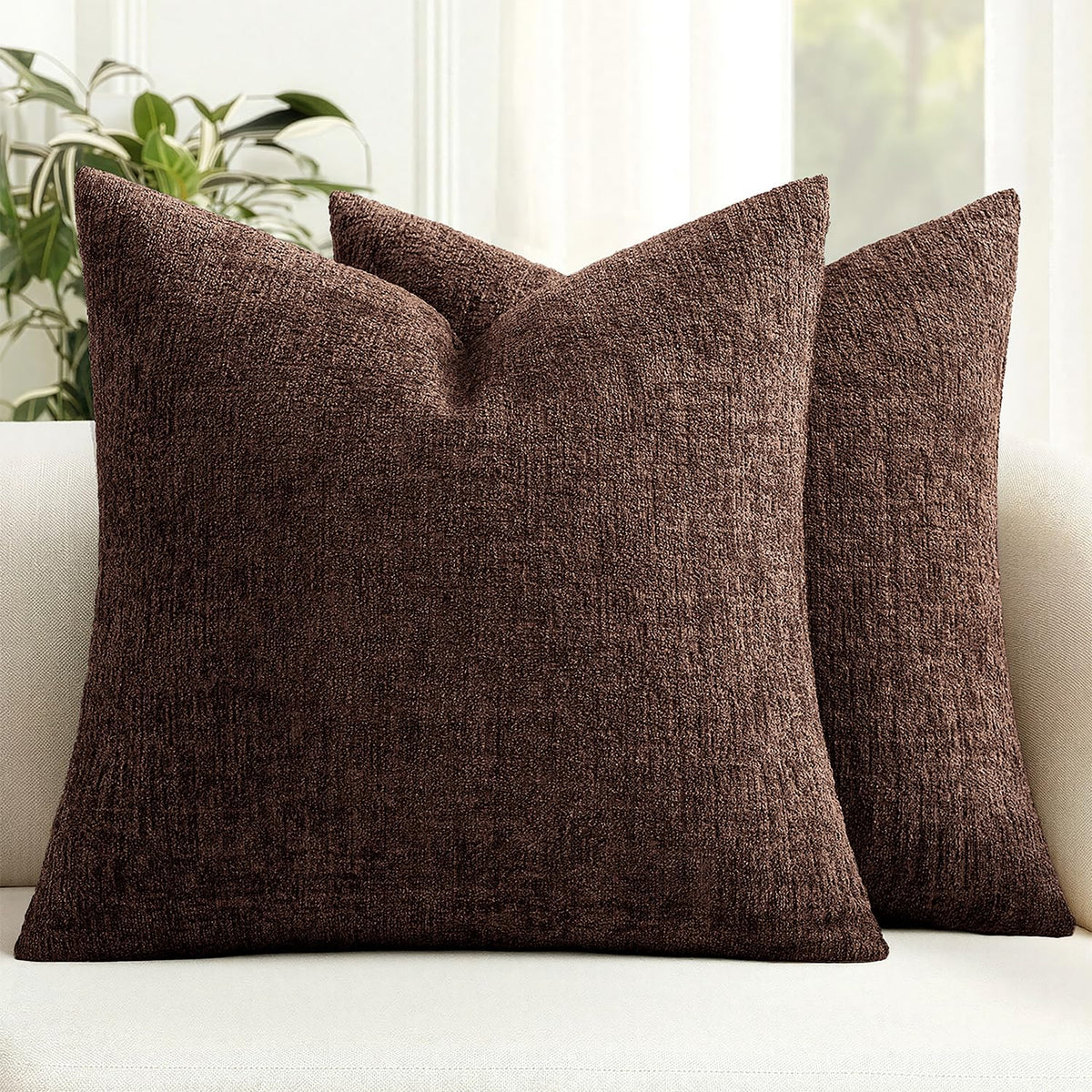 MIULEE Couch Pillow Covers Textured Chenille Home Decor 20x20 Navy Blue