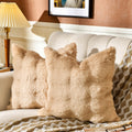 AmHoo Pack of 2 Throw Pillow Covers 3D Dense Faux Rabbit Fur Cozy Super Soft Fuzzy Set Case Cushion for Couch Sofa Bedroom 18 x 18-Inch Cream White