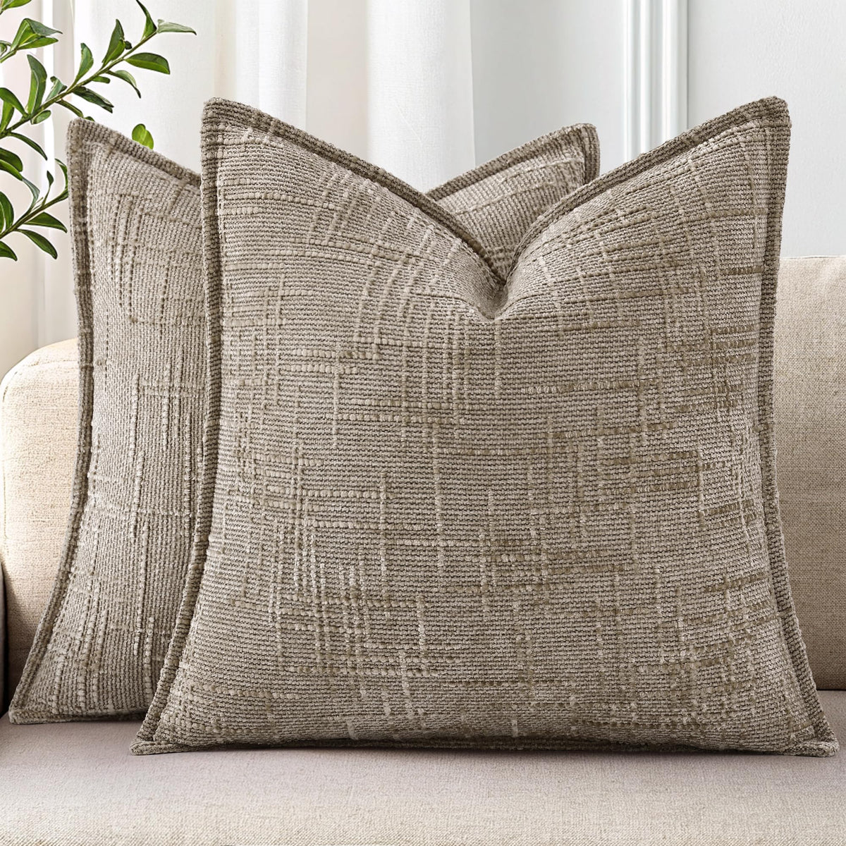 decorUhome Chenille Decorative Throw Pillow Covers 12x20 Set of 2, Navy
