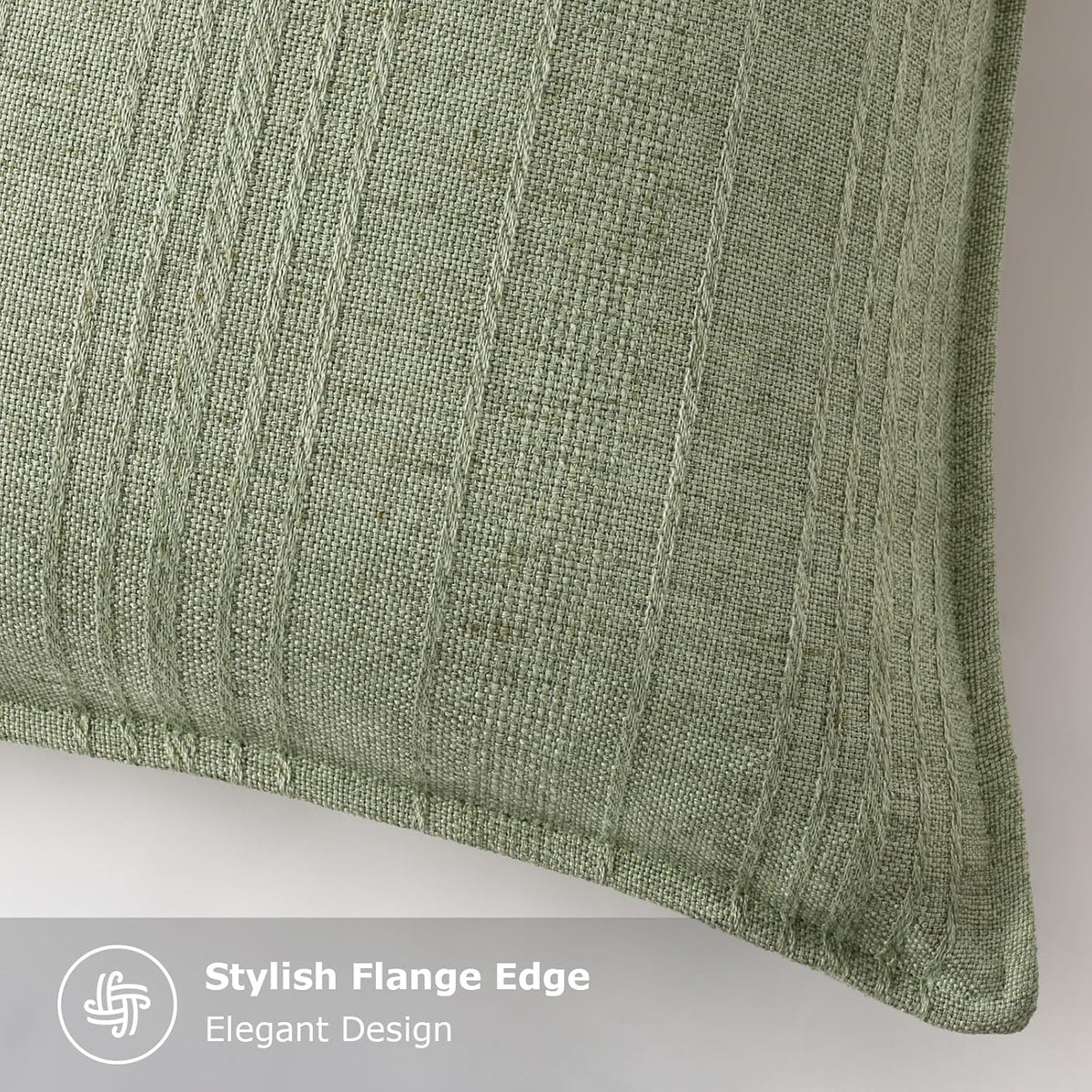 decorUhome Sage Green Textured Linen Throw Pillow Covers 18x18 Set of 2