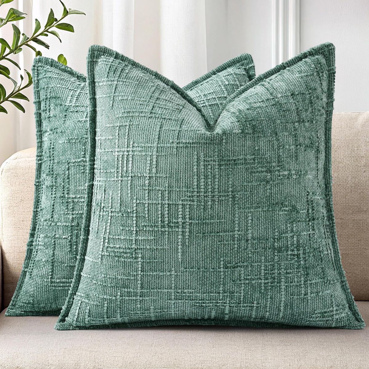 decorUhome Chenille Decorative Throw Pillow Covers 12x20 Set of 2, Navy