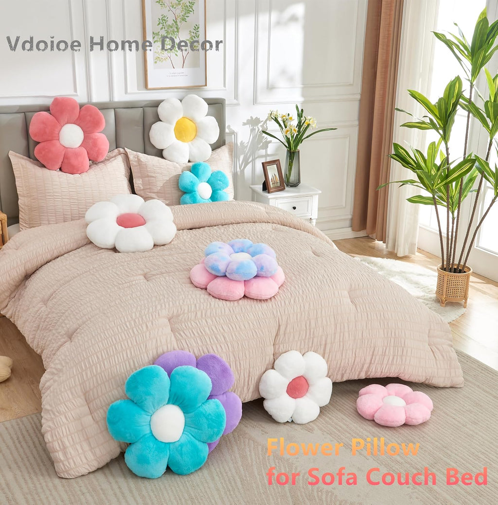 Flower Pillow,19.6In Daisy Pillow Blue Throw Pillows