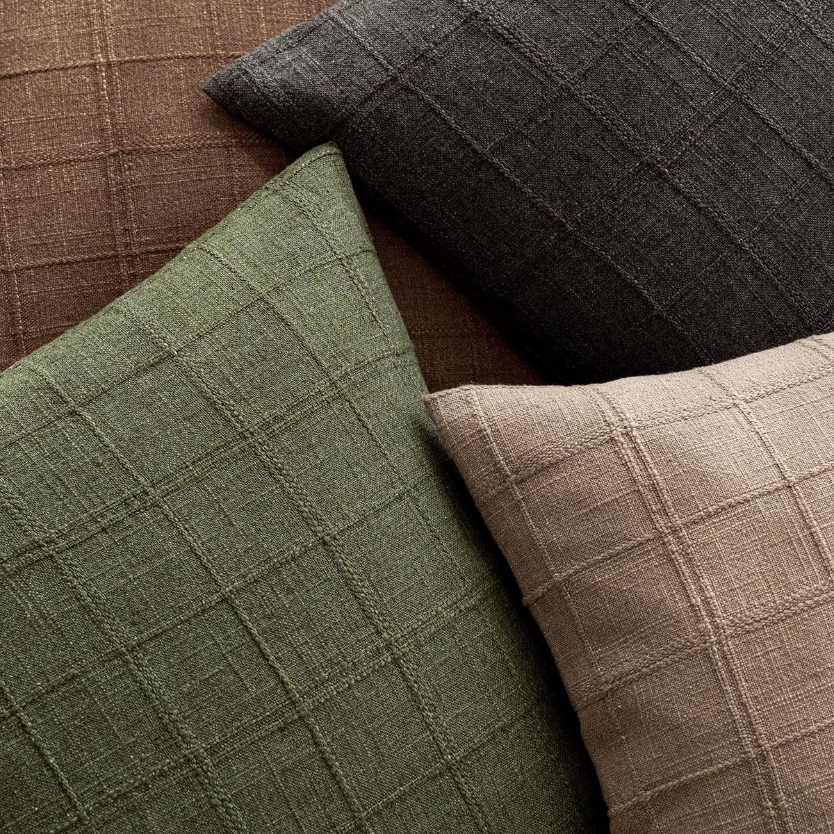 Foindtower Set of 1 Decorative Linen Check Throw Pillow Cover Neutral Farmhouse Lumbar Cushion Cover Modern Boho Home Decor for Sofa Chair Couch Bedroom Living Room,12×20 Inch,Olive Green