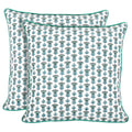 Ridhi Asparagus Green Block Print Cotton Pillow Cover 16x16 Inch Set of 2