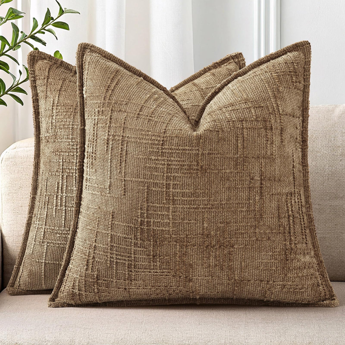 decorUhome Chenille Decorative Throw Pillow Covers 12x20 Set of 2, Navy