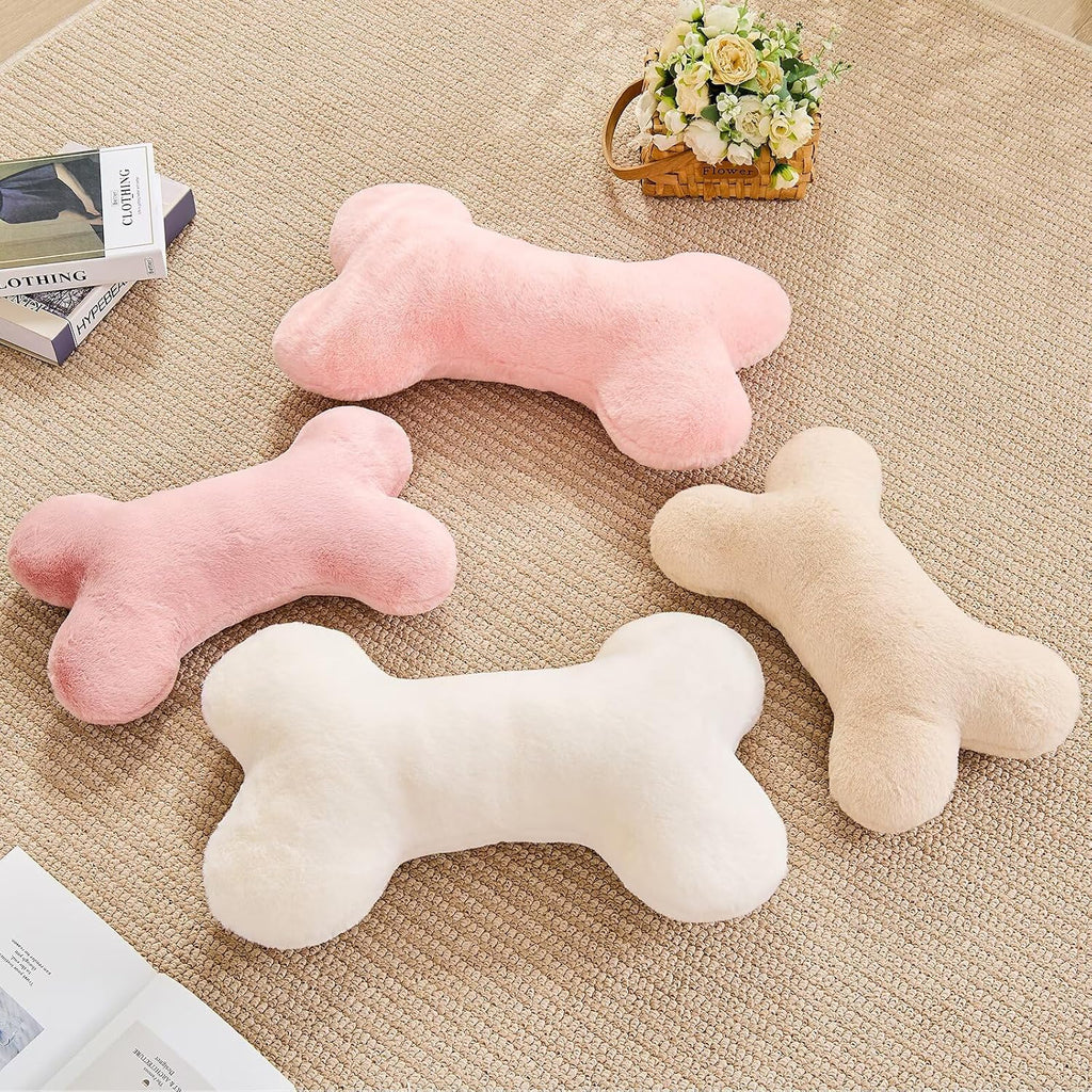 XVTRU Bone Pillow Cute Decorative Throw Pillow Bone Shaped Pillows for Aesthetic Home Decorative Cushion Pet Plush Pillow for Bed Sofa Couch (Pink, 15 Inch)