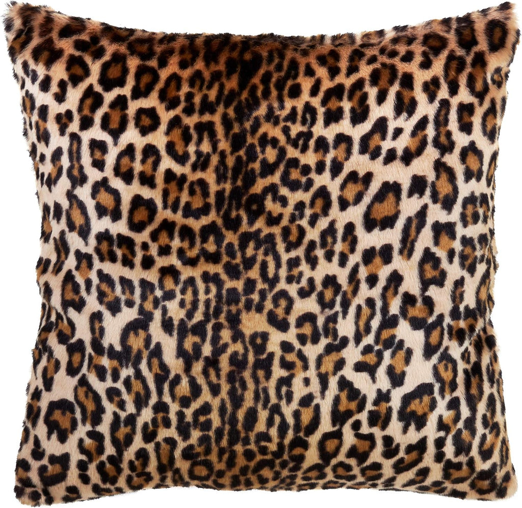 SARO LIFESTYLE Guépard Collection Cheetah Print Faux Fur Throw Pillow with Poly Filling, 12" x 20", Brown