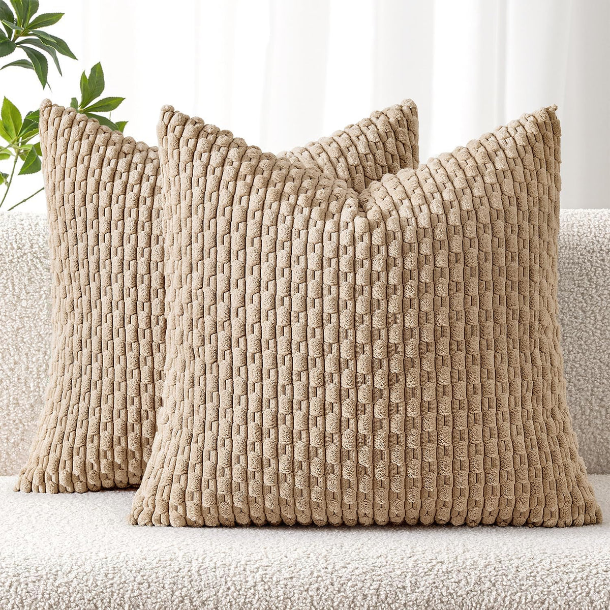 MIULEE Decorative Throw Pillow Covers 20x20 Sage Green Textured Corduroy