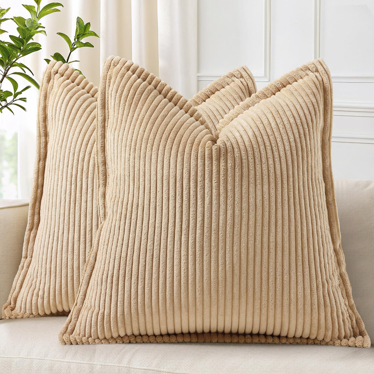 decorUhome Fall Corduroy Rust Throw Pillow Covers 18x18 Set of 2