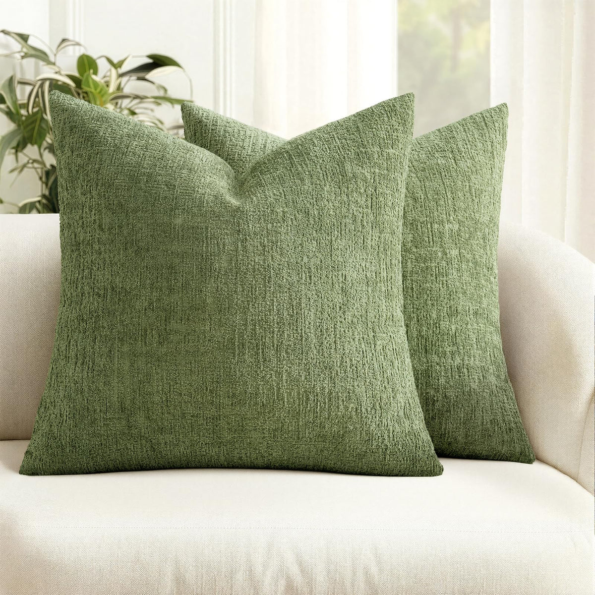 MIULEE Couch Pillow Covers Textured Chenille Home Decor 20x20 Navy Blue