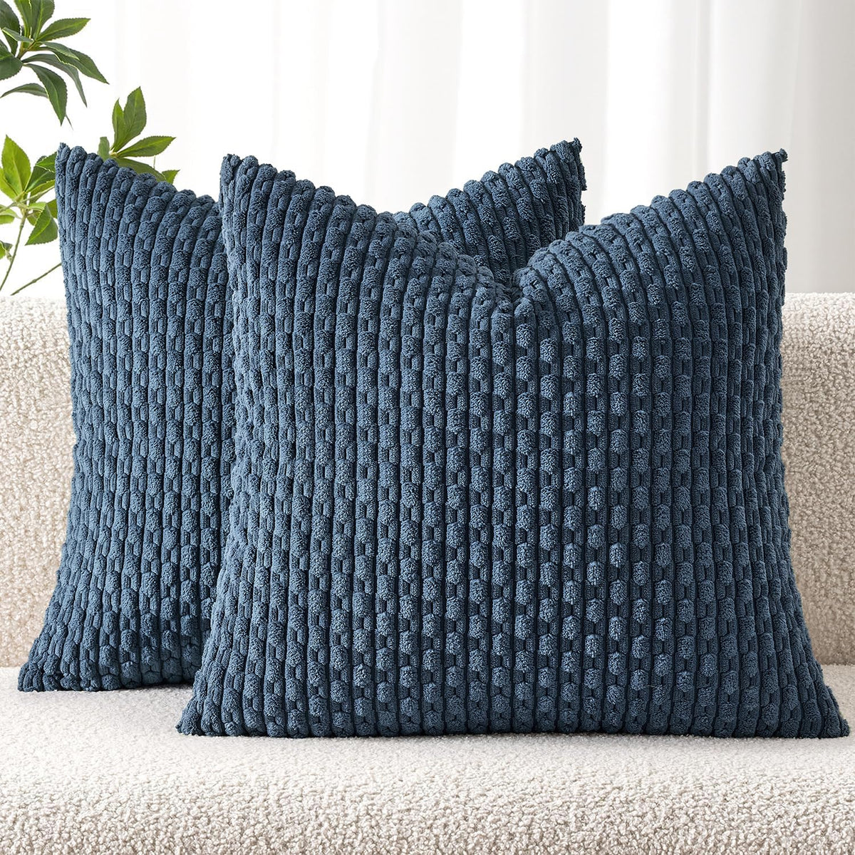 MIULEE Decorative Throw Pillow Covers 20x20 Sage Green Textured Corduroy