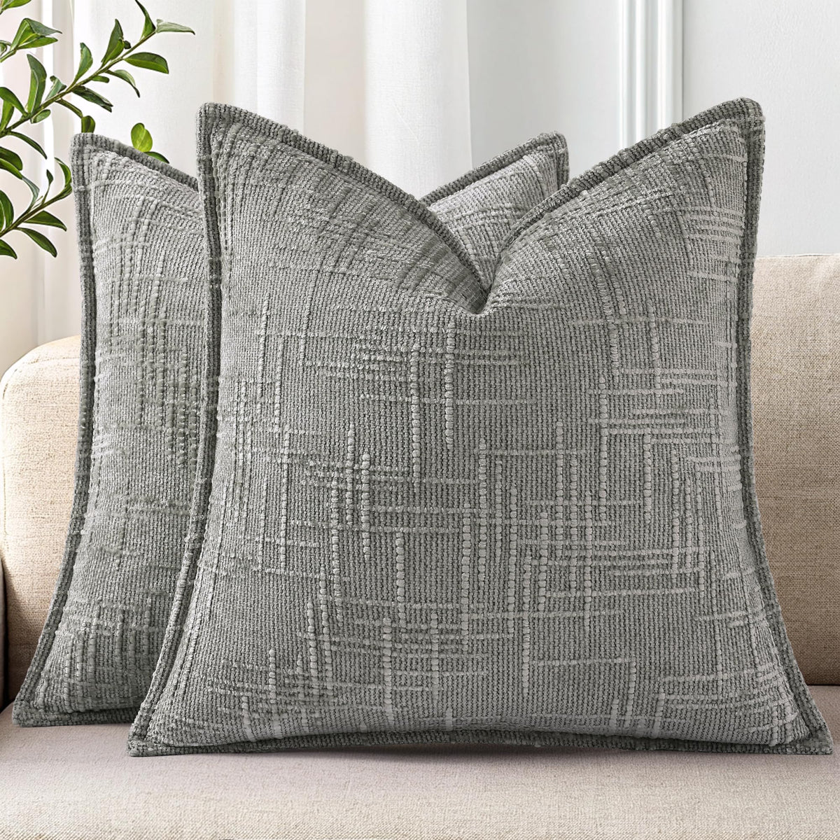 decorUhome Chenille Decorative Throw Pillow Covers 12x20 Set of 2, Navy