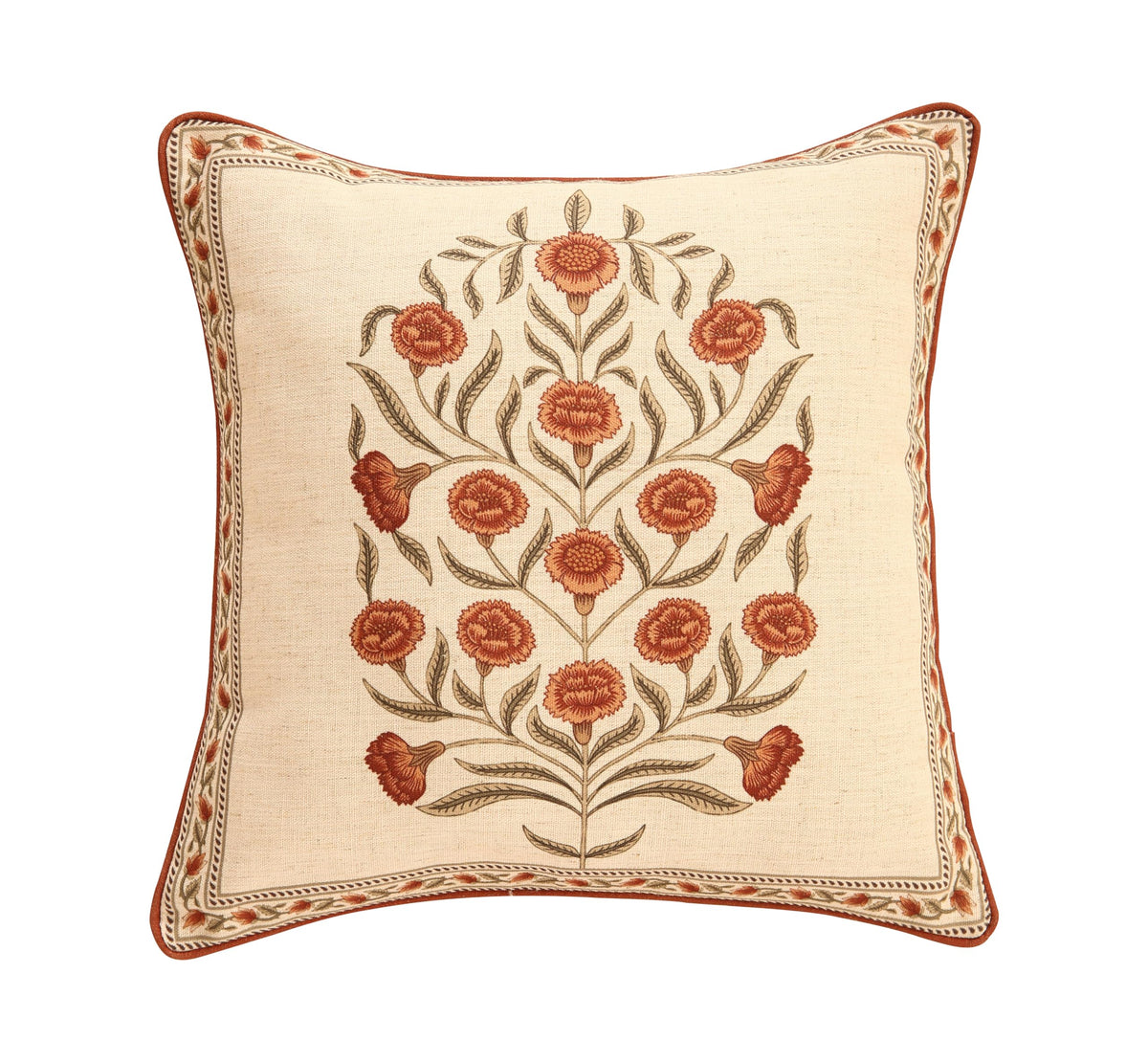 ISAENNE Vintage Elegant Linen Square Throw Pillow Cover,18"x18"-Albano A