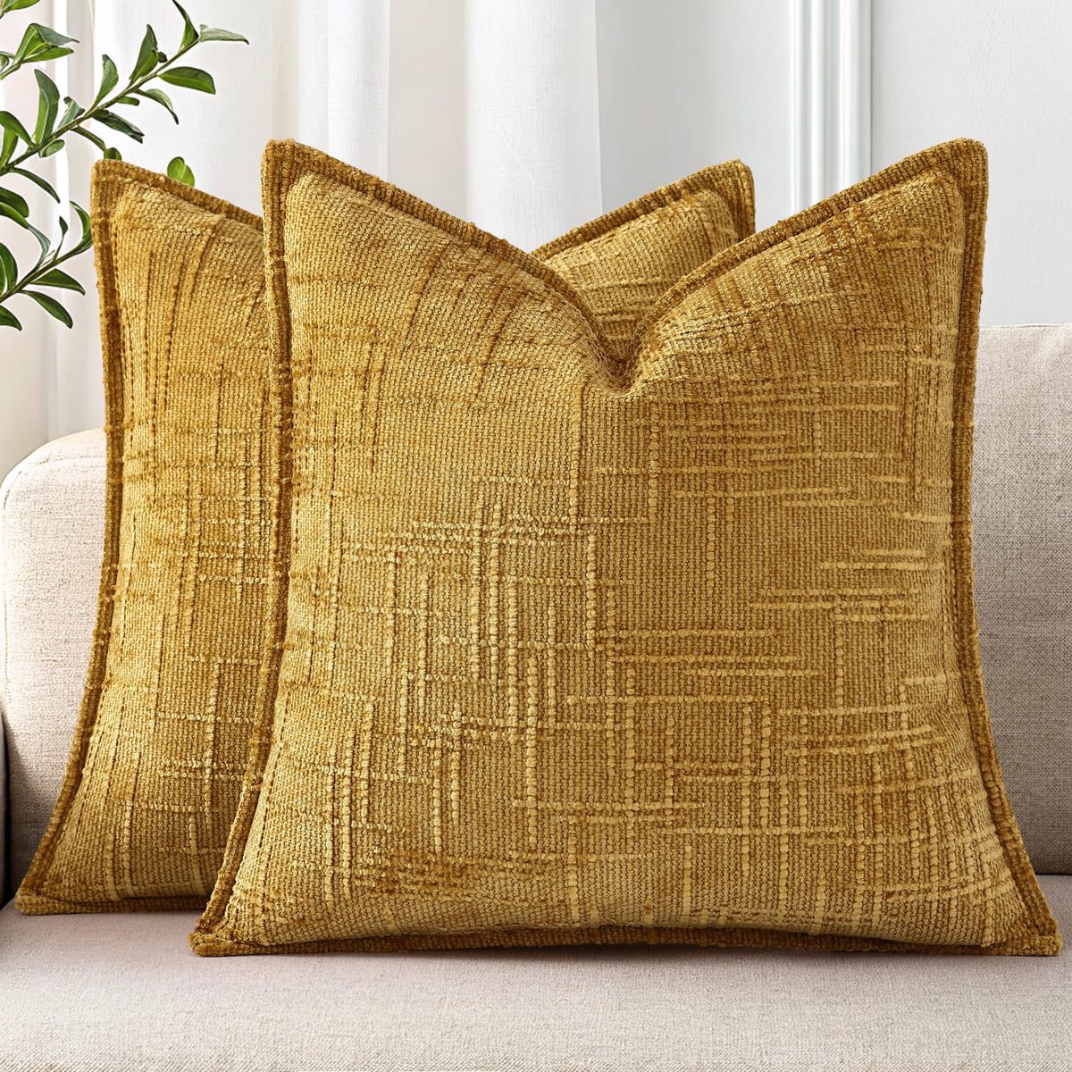 decorUhome Chenille Decorative Throw Pillow Covers 12x20 Set of 2, Navy