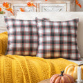 AQOTHES Fall Plaid Orange Throw Pillow Covers 18x18 Inch Set of 2