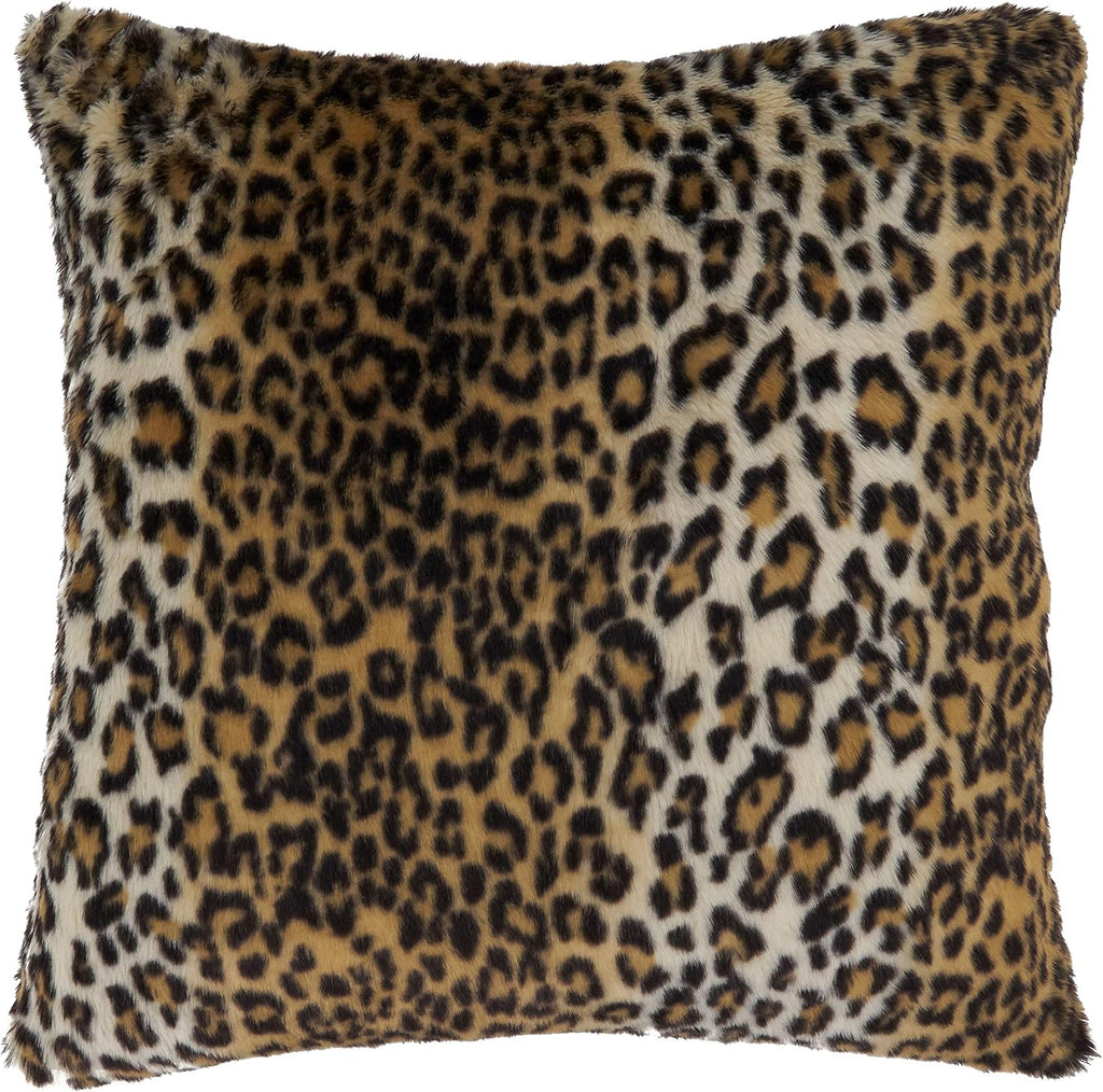 SARO LIFESTYLE Guépard Collection Cheetah Print Faux Fur Throw Pillow with Poly Filling, 12" x 20", Brown