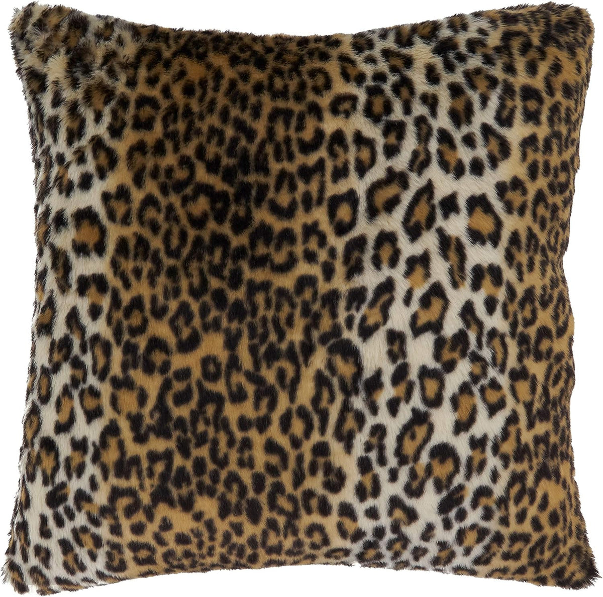 SARO LIFESTYLE Guépard Collection Cheetah Print Faux Fur Throw Pillow with Poly Filling, 12" x 20", Brown
