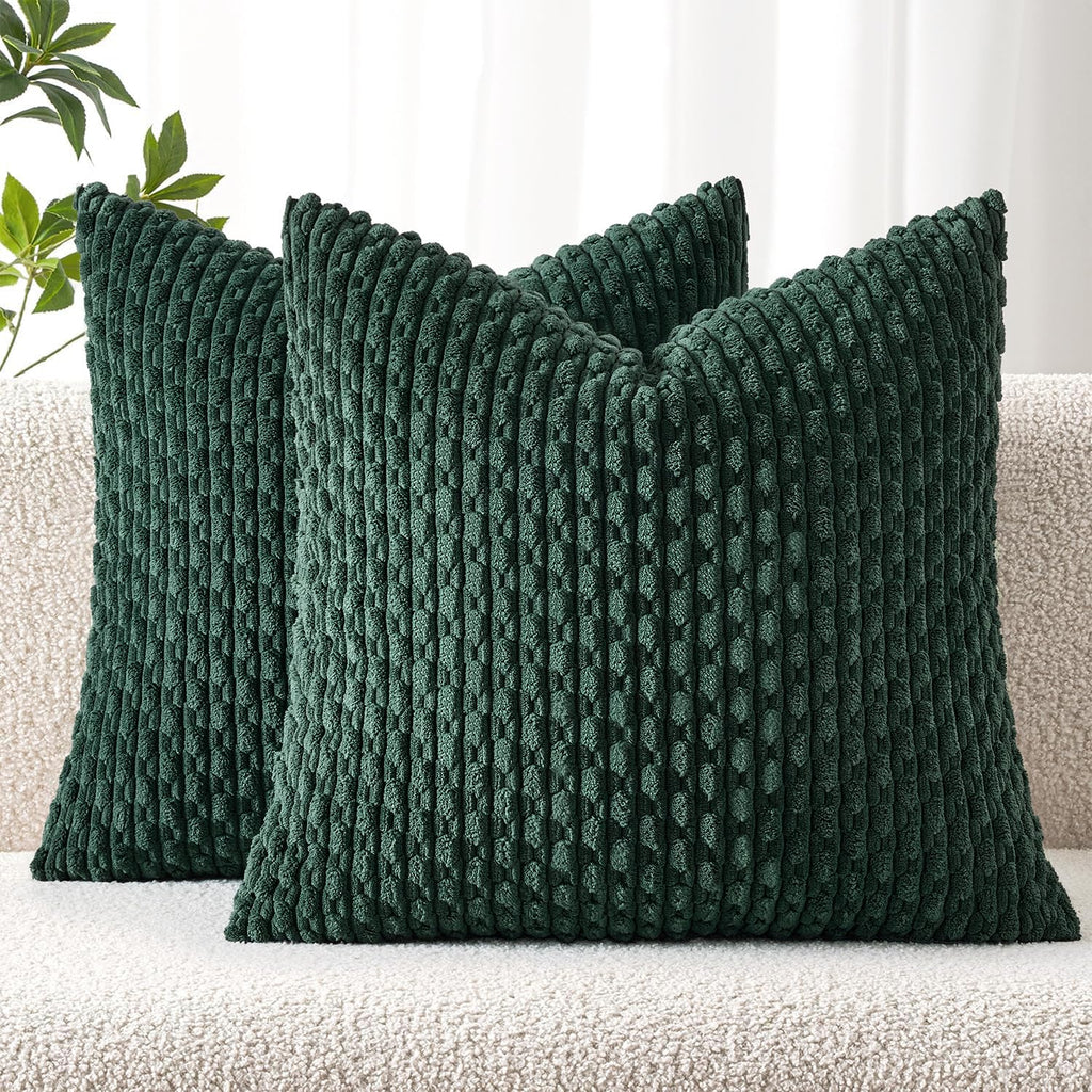 MIULEE Decorative Throw Pillow Covers 20x20 Sage Green Textured Corduroy