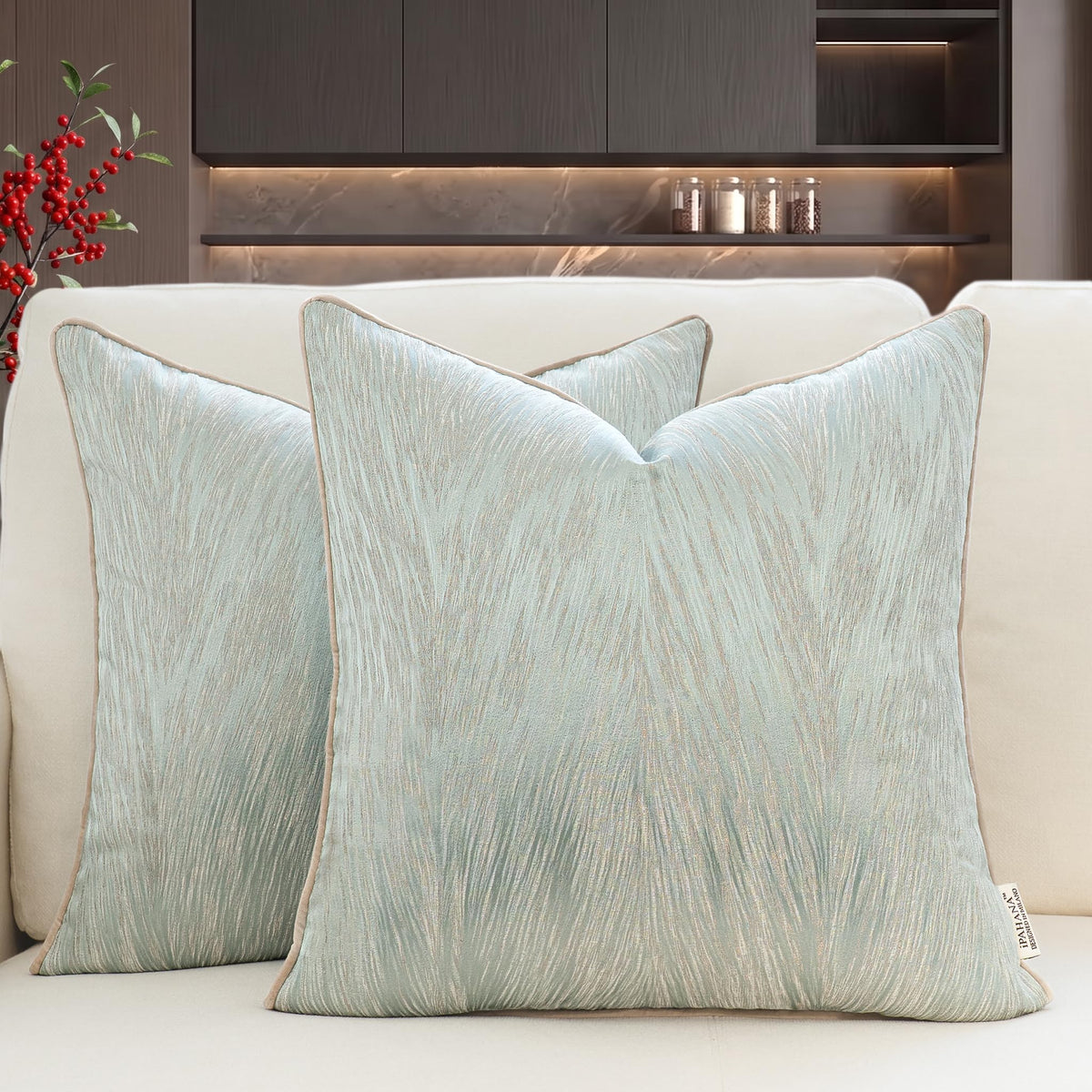 18x18 Modern Luxury Textured Throw Pillow Covers, Gray Brown, 2PC