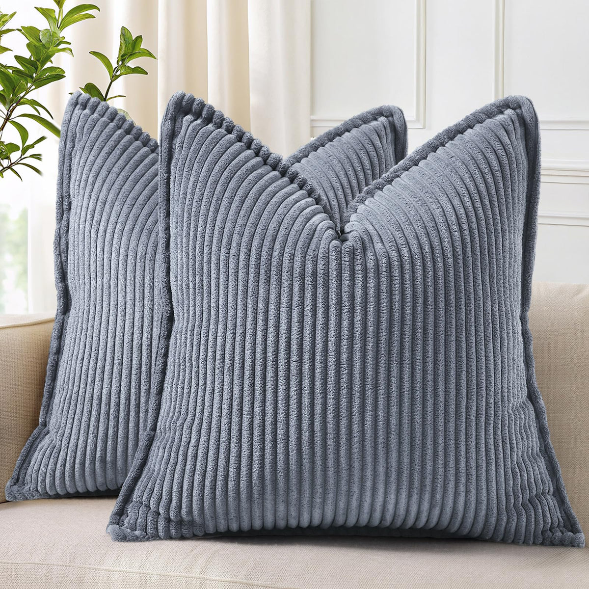 decorUhome Fall Corduroy Rust Throw Pillow Covers 18x18 Set of 2