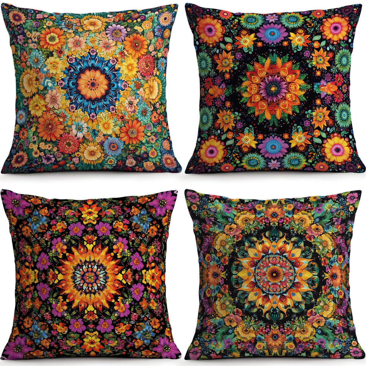 Sage Green Leaves Pillow Covers 18x18 Inch Botanical Cushion Cover Set of 4
