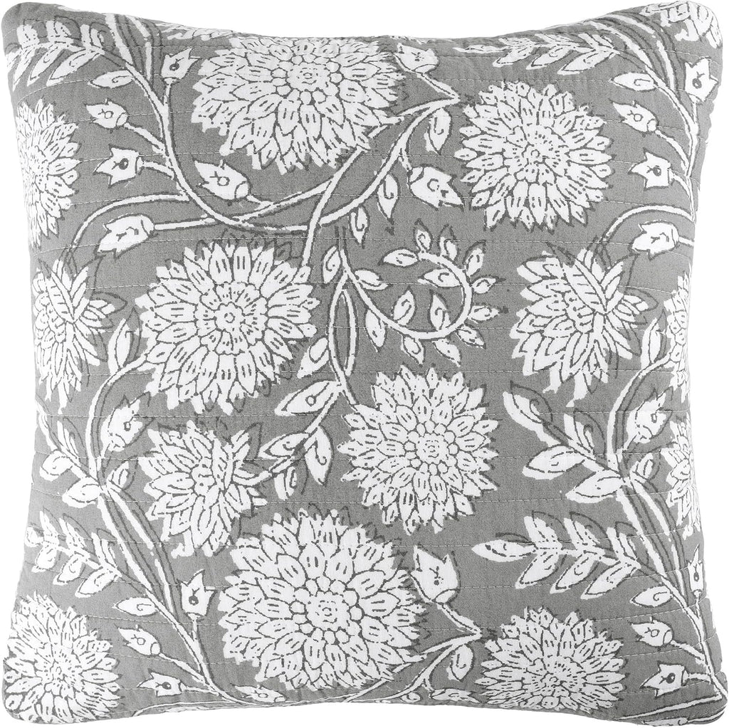 Levtex Home - Adare Taupe - Decorative Pillow (18x18in.) - Floral - Taupe, Grey and Cream