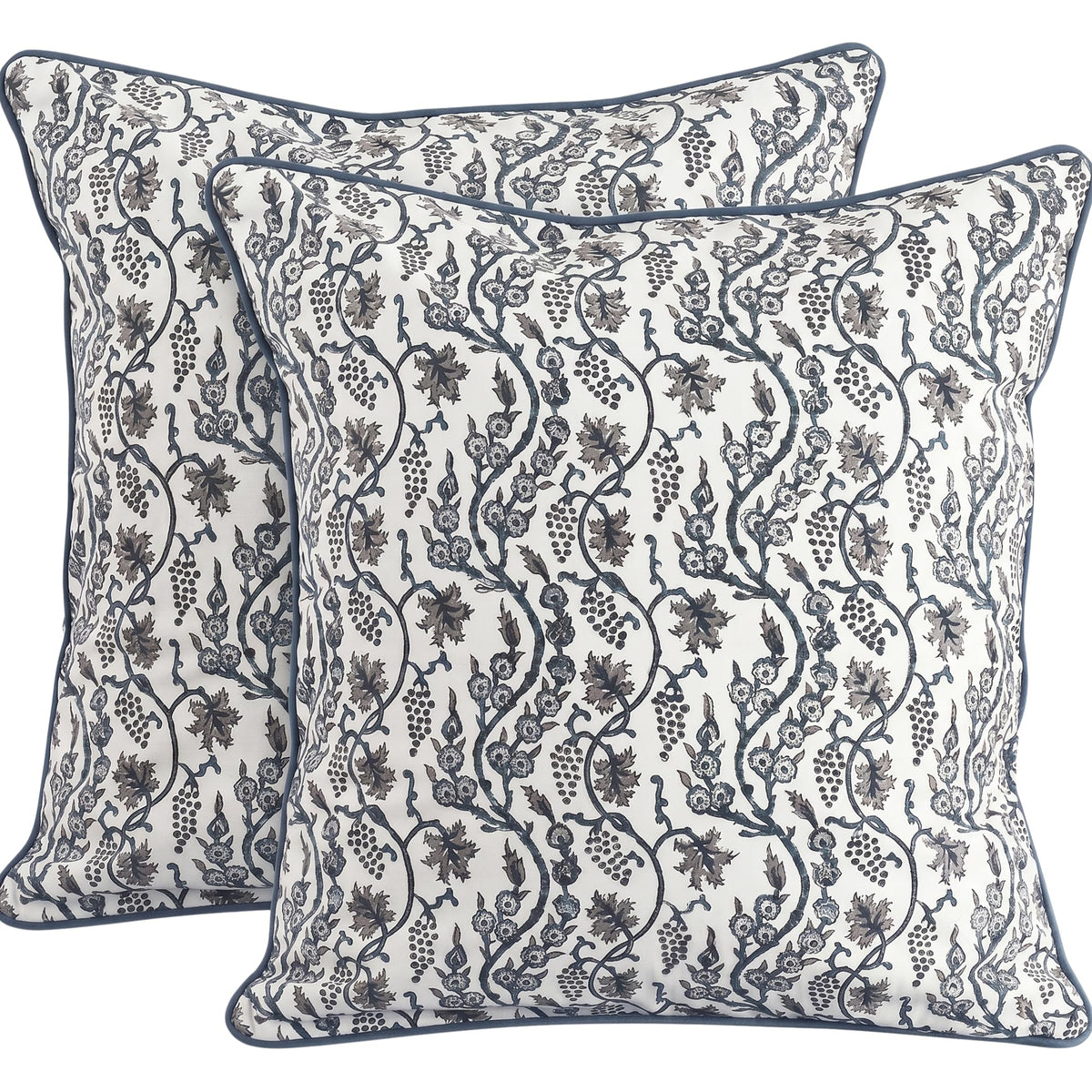 Ridhi Asparagus Green Block Print Cotton Pillow Cover 16x16 Inch Set of 2