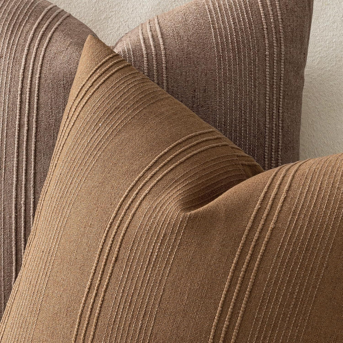 MIULEE Fall Decorative Striped Throw Pillow Covers 20x20 Sugar Brown 2 Pack