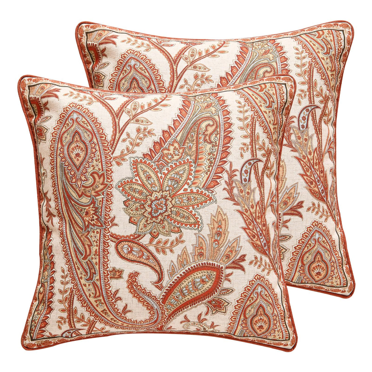 ISAENNE Vintage Elegant Linen Square Throw Pillow Cover,18"x18"-Albano A