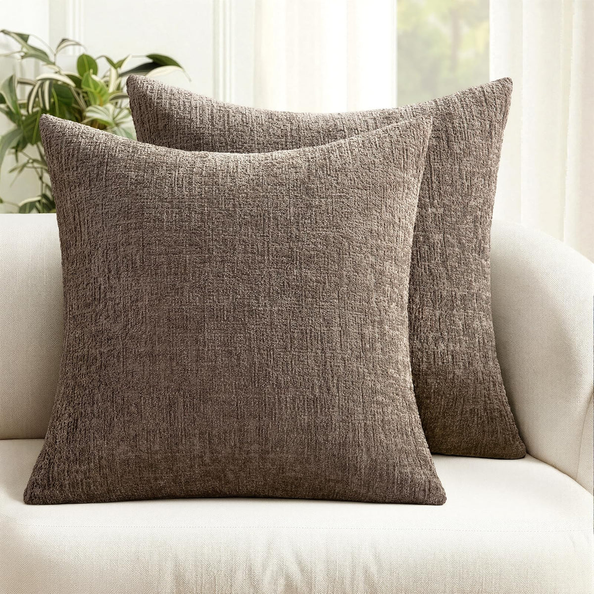 MIULEE Couch Pillow Covers Textured Chenille Home Decor 20x20 Navy Blue