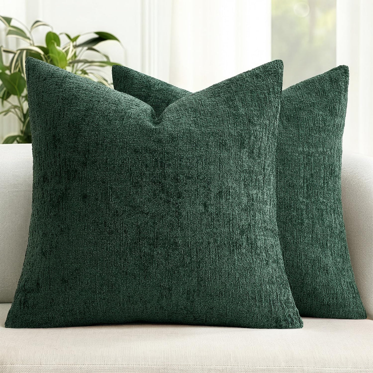 MIULEE Couch Pillow Covers Textured Chenille Home Decor 20x20 Navy Blue