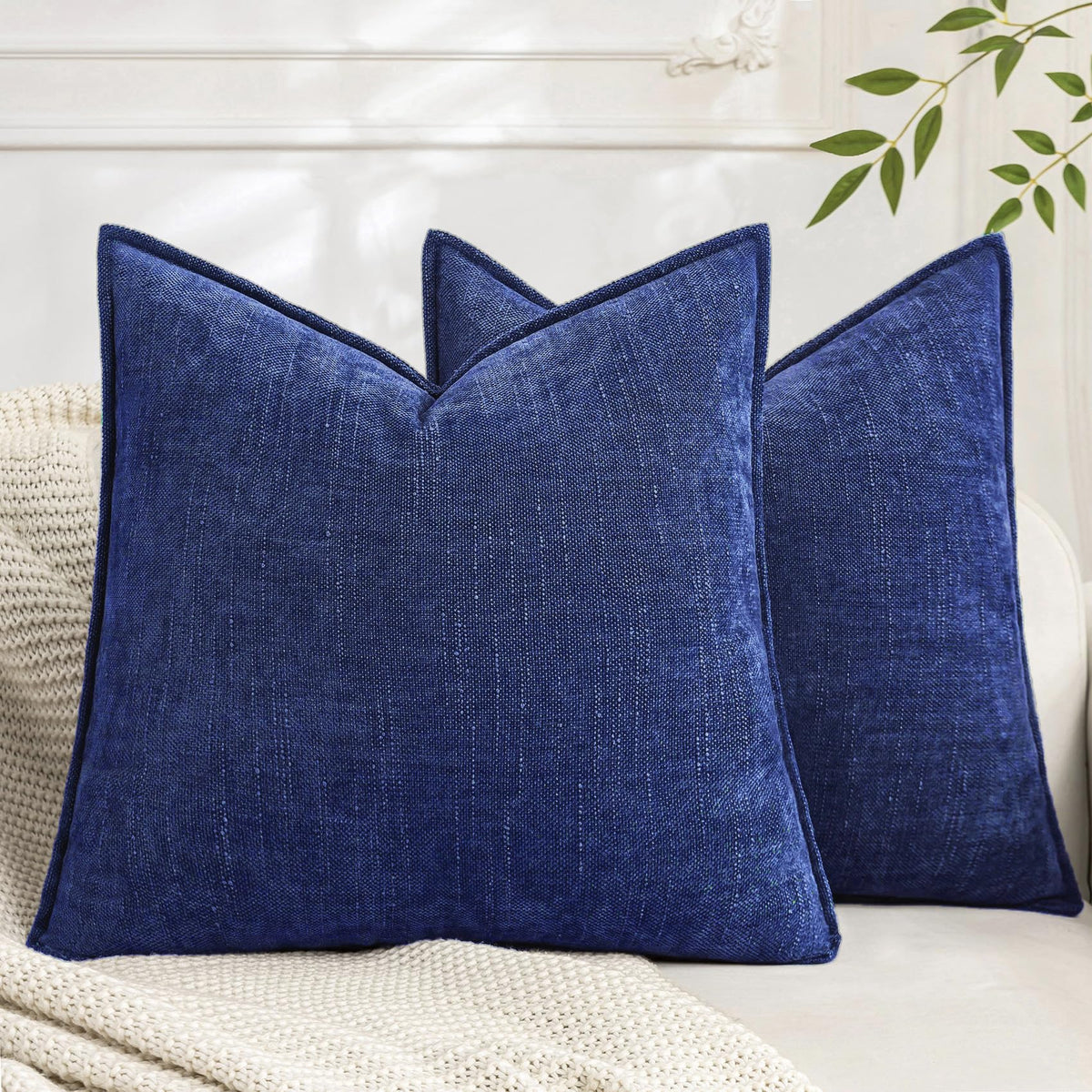 Set of 2 Soft Textured Decorative Throw Pillow Covers 18x18 Inch Cozy Farmhouse Cushion Cover Square Accent Pillow Cases for Bed Couch Sofa Living Room, Taupe Grey