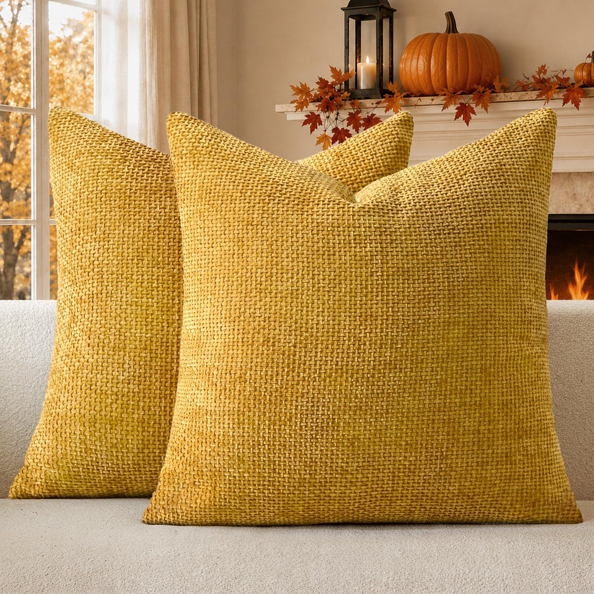a moment Grey-Beige Chenille Throw Pillow Covers 16x16 Inch Pack of 2 Modern Decorative Throw Pillow Cases Farmhouse Cross Throw Pillowcases Home Decor for Sofa Bedroom Living Room
