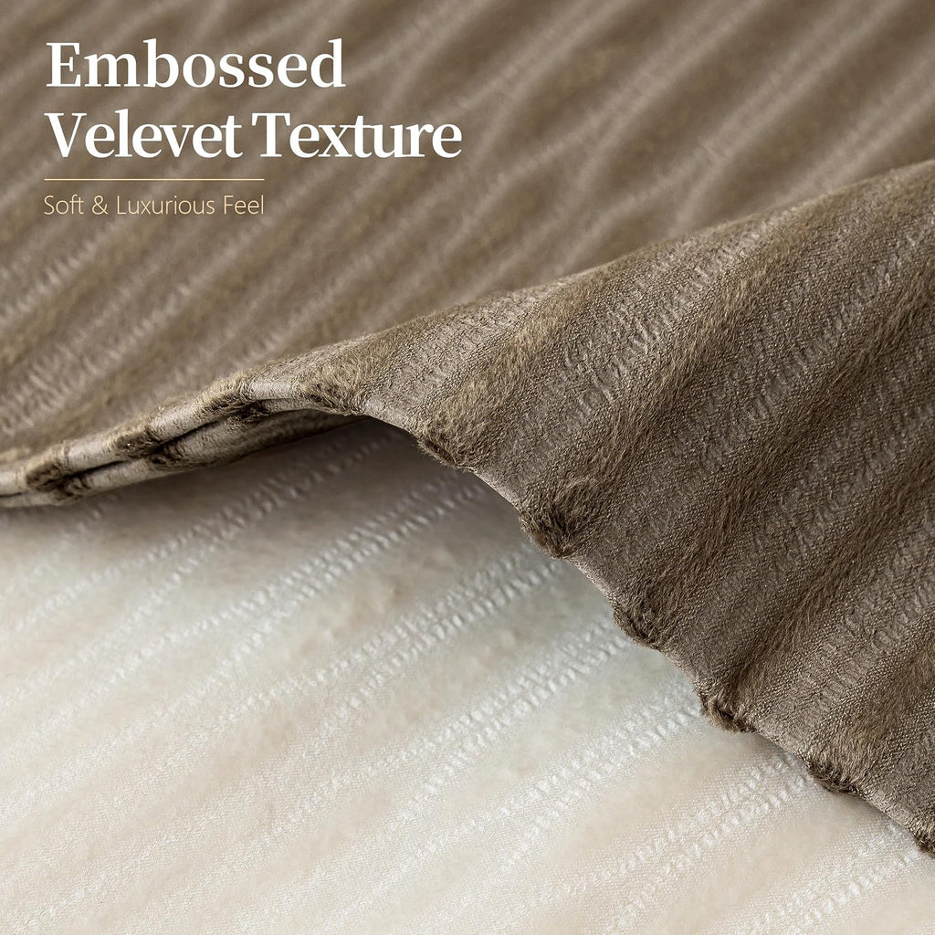 Embossed Velvet Pillow Covers 18x18 Set of 4, Neutral Brown Grey Cream Soft Decorative Throw Pillow Covers, Luxury Textured Cushion Covers for Couch Sofa Bed, Neutral Home Decor