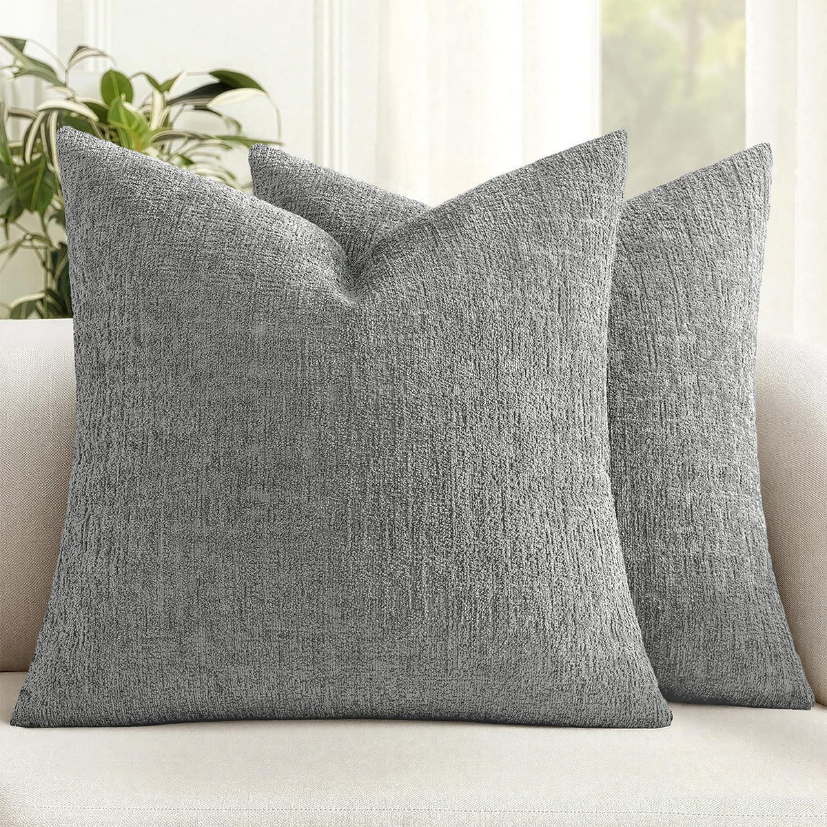 MIULEE Couch Pillow Covers Textured Chenille Home Decor 20x20 Navy Blue
